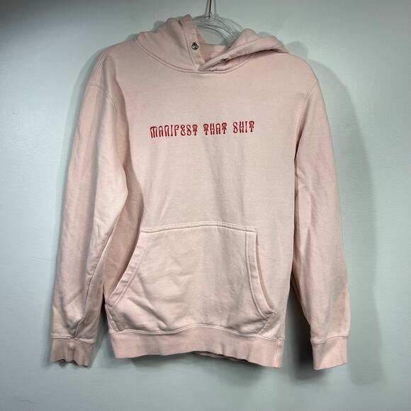 Manifest That Sh** Pink Hoodie Small Law of Attraction Positivity Affirmation - Picture 1 of 8